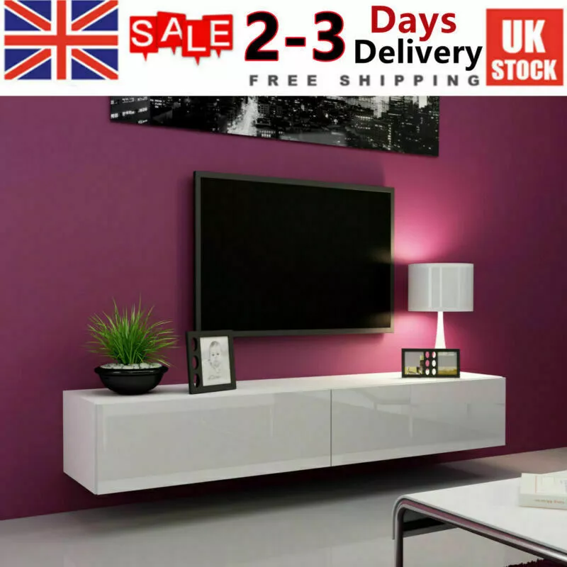 1.8M TV Cabinet Wall Mounted Stand High Gloss Fronts Floating Entertainment Unit