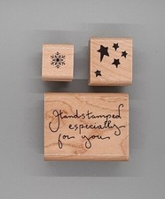 Set of 3 Rubber Stamps Handstamped Especially For You Snowflake Stars