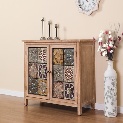 Accent Storage Cabinet with 2 Door Farmhouse Decorative Cabinet Buffet Sideboard