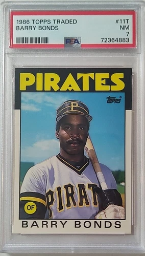 1986 Topps Traded Barry Bonds RC #11T, PSA 7 NM 