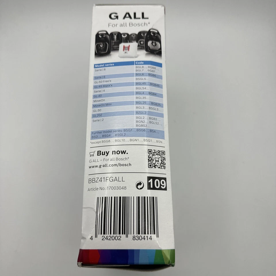 Genuine Bosch Type G Replacement Vacuum Cleaner Dust Bags Pack of 4 - Box Damage - Image 3 of 3