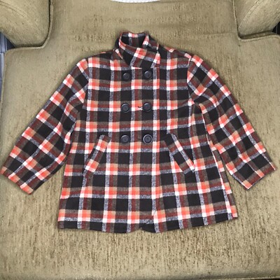 Charming Charlie Womens Button Up Jacket Size Small Plaid Warm Fleece
