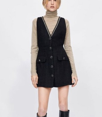 zara black pinafore dress