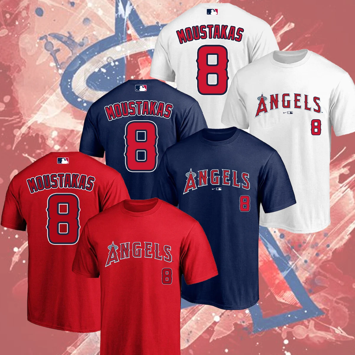 NEW Welcome Mike Moustakas 8 Los Angeles Team Name Number T Shirt S 5XL