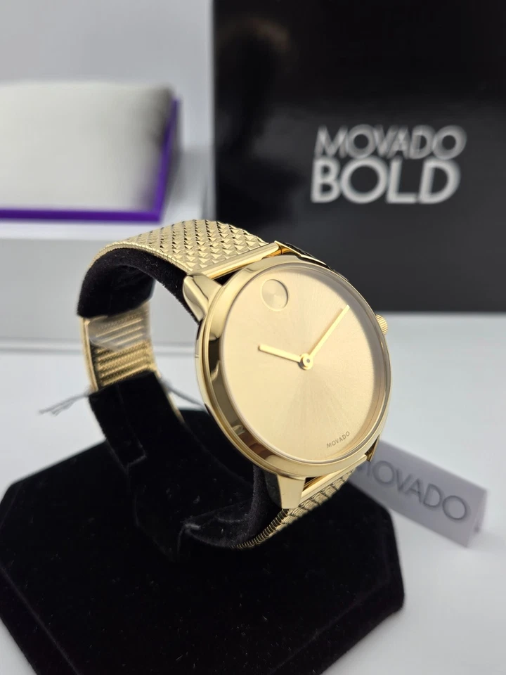 Movado Bold Women's Gold Tone Pyramid Bracelet Watch - 3600598 ($595 MSRP) - Image 4 of 4