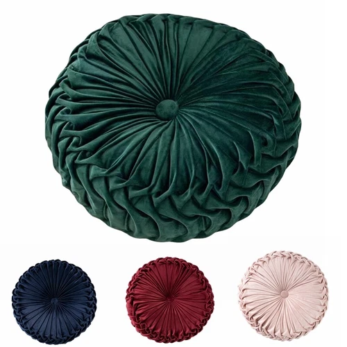 Crushed Velvet Pleated Round Pumpkin Throw Pillow Couch Cushion Floor Pillow US - Picture 9 of 53