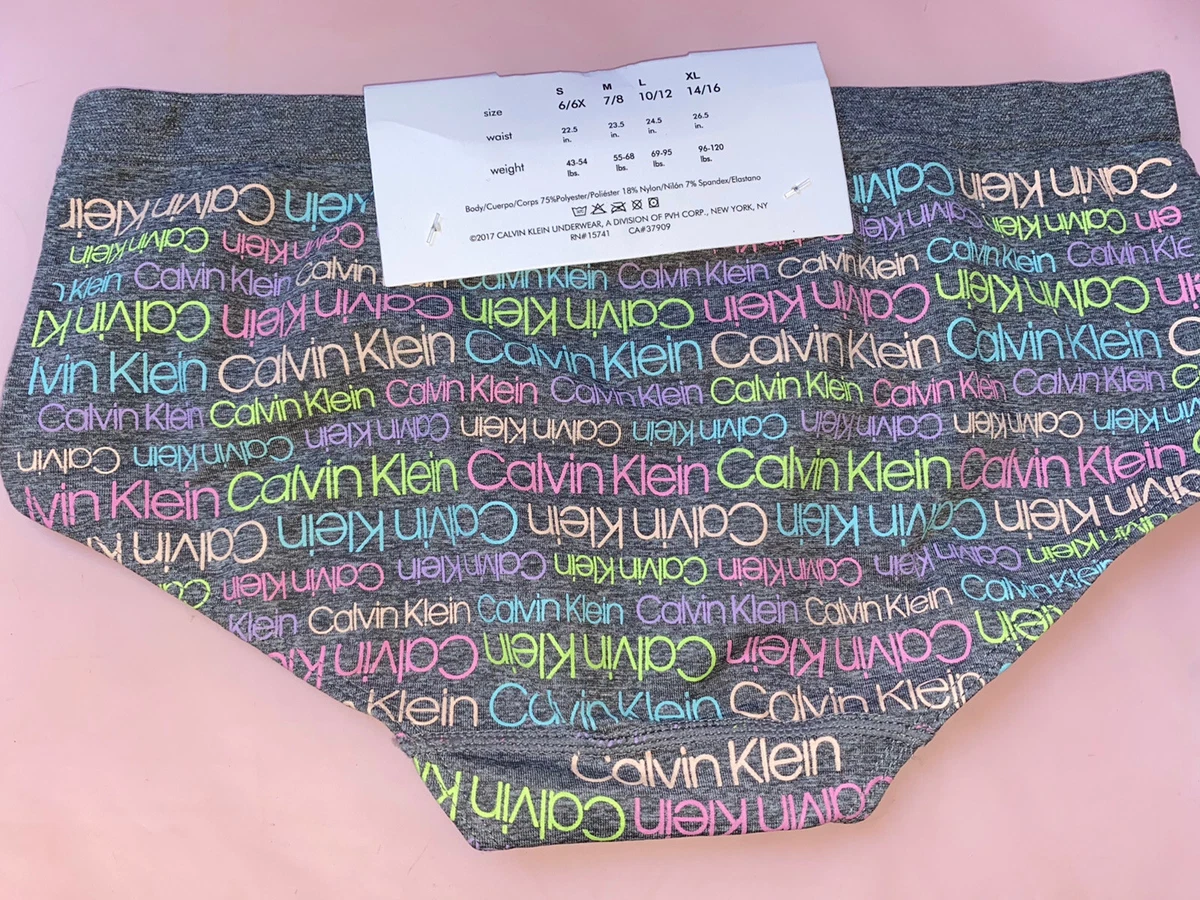 Calvin Klein underwear Girls L 10-12 Seamless Hipster Grey Neon Writing  Panties