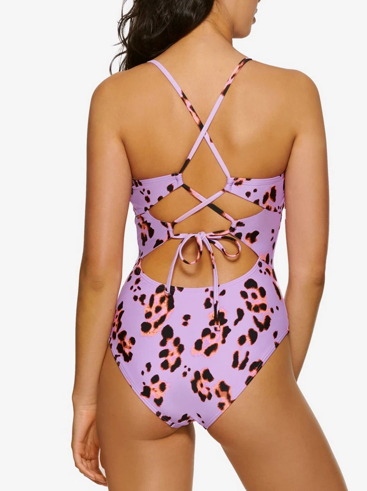 HULA HONEY Juniors True Sports Animal Print One Piece Swimsuit Small Swimwear - Image 2 of 2