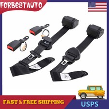 2 Set 3 Point Retractable Car Safety Seat Belt Lap Diagonal Belt Adjustable Band