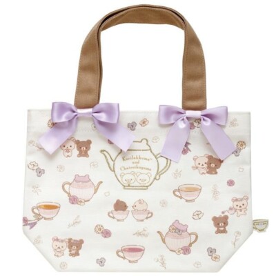 San-X Rilakkuma Kori-Kogu Flower Tea Time Mini Tote Bag Slim Small