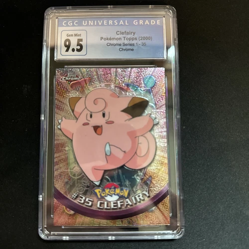 2000 Topps Chrome Pokemon HOLO CLEFAIRY Chrome and Bulbasaur Rainbow Foil