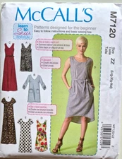 MCCALLS PATTERN 7120  DRESSES   MISSES SIZES  LARGE XLARGE XXLARGE NEW UNCUT FF