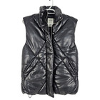 Abercrombie & Fitch Vest Womens XXS 2XS Black Vegan Leather Puffer Quilted