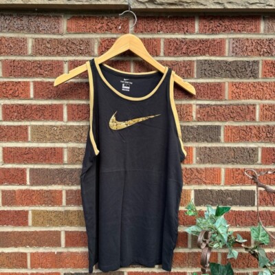 Nike The Nike Tee Black and Gold Nike Cracked Glitter Symbol Athletic Tank  Top | eBay