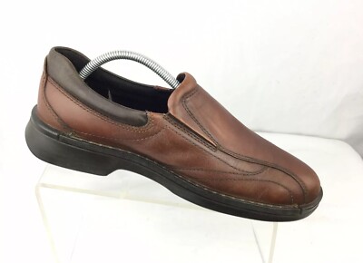 ECCO Mens Brown Leather Slip On Loafers Bicycle Toe Dress Shoes Comfort 42/11 Ecco Brown Leather Men main image 3