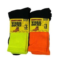Mens Hi Vis Work Socks Thermal Crew Safety Orange Yellow Winter Size 7-11 AU