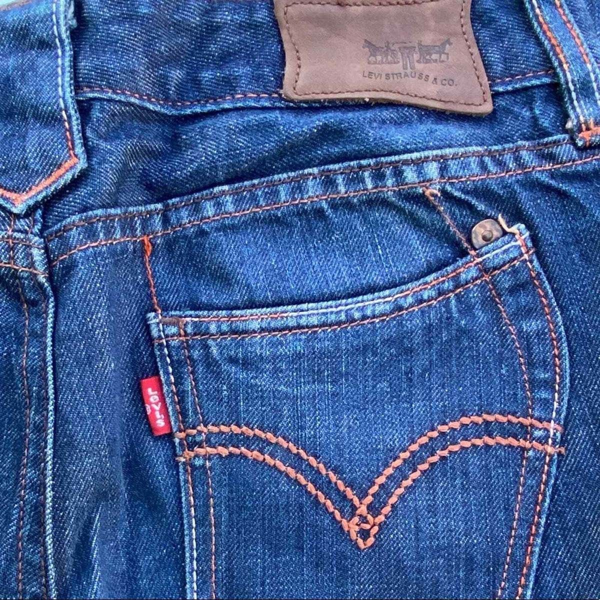 Levi's Copper Edition jeans asymmetrical hand sewn seams Levi's Copper Edition jeans asymmetrical hand sewn seams