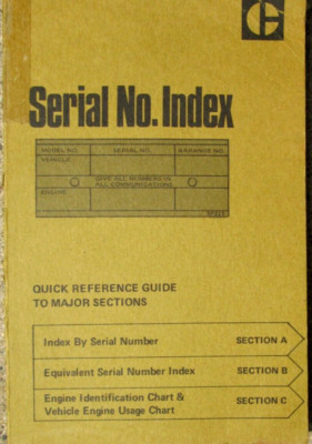 Caterpillar Serial No. Index Quick Reference Guide To Major Sections 1977