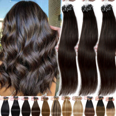 Micro Ring Loop 100% Human Hair Extensions Micro Beads Link Remy Brazilian Hair