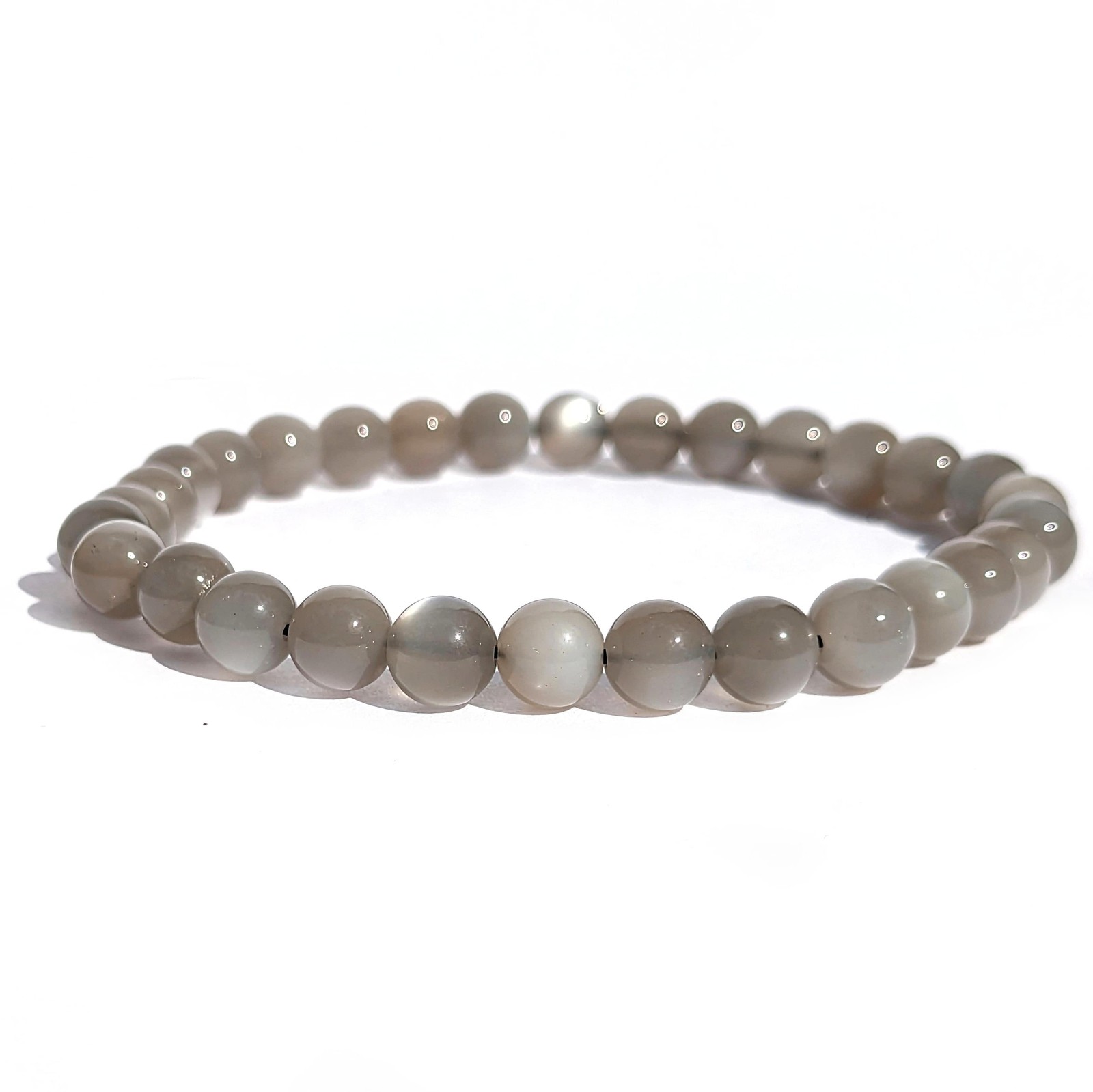 Bracelet perles pierre de lune grise, le cadeau spirituel idéal pour l'anniversaire d'une femme