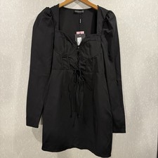 PrettyLittleThing Women's Mini Dress Bodycon Black Long Sleeve NWT Size 6