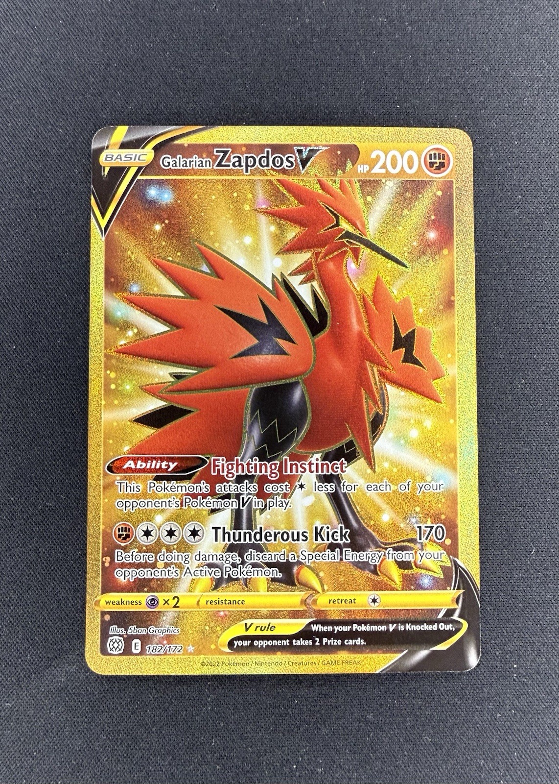 Galarian Zapdos V 182/172 Brilliant Stars Full Art Secret Rare Pokemon Card NM