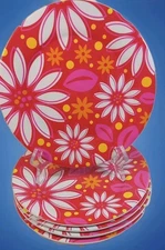 set ~5~ TARGET HOME  9”Festive plates~Red yellow pink~ Heavy Duty MELAMINE 