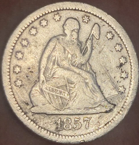 1857 Seated Liberty Quarter Fine details
