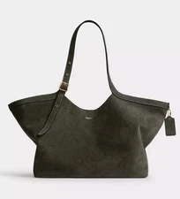 Coach Gramercy Tote Bag in Brass/Olive Green Suede & Leather NWT