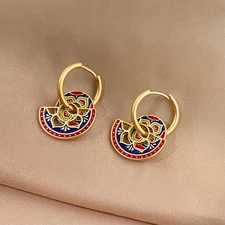 文艺复古民族风手工彩绘珐琅滴釉新款耳饰