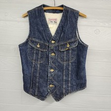 Vintage 70s 80s Lee Storm Rider Denim Sherpa Vest Size Small Made In USA