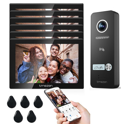 TMEZON WLAN VIDEO TÜRSPRECHANLAGE SPRECHANLAGE mit KAMERA 6X 7'' TOUCH MONITOR