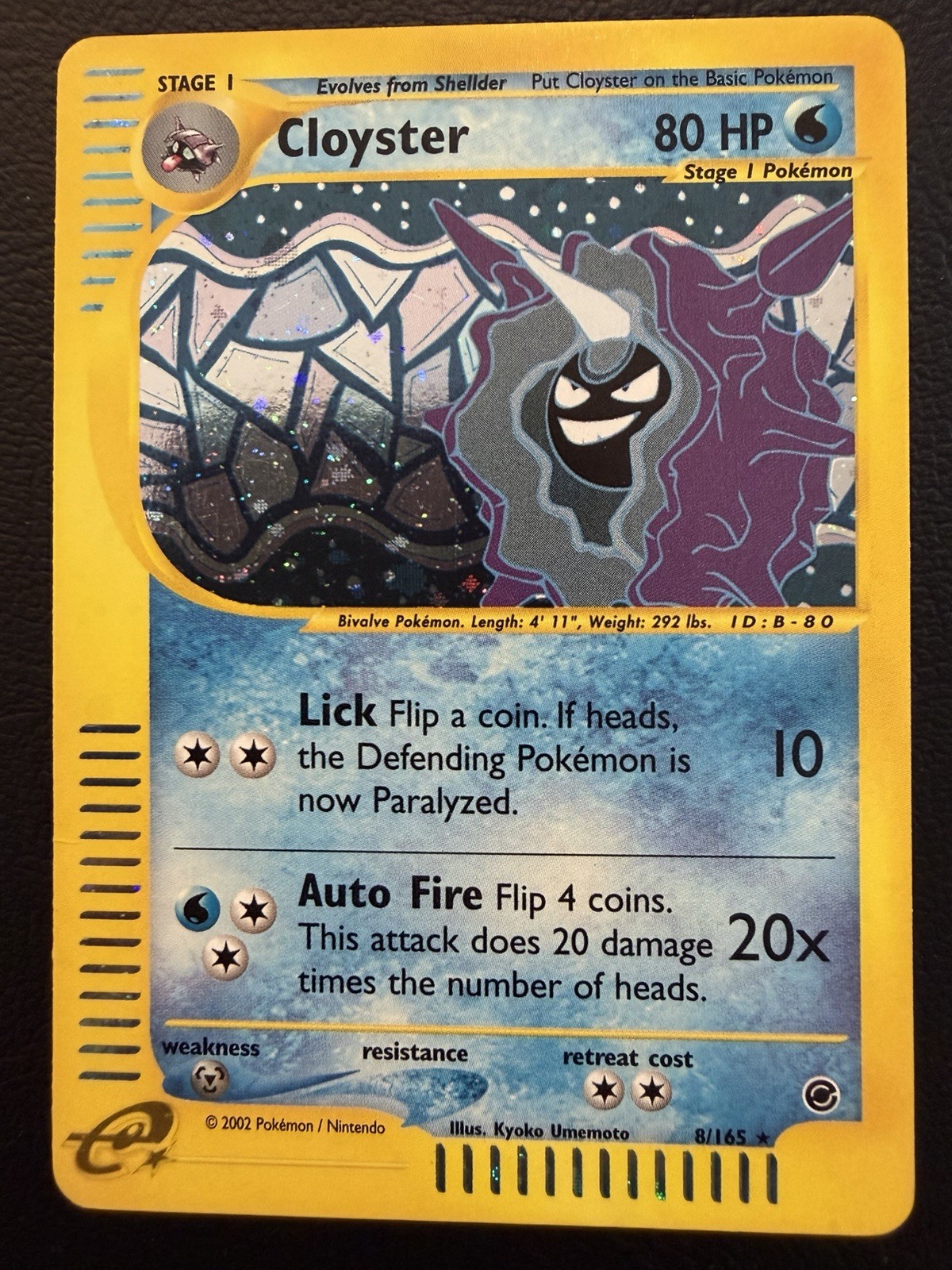 Pokémon LP Cloyster Holo Rare 008/165 Expedition Base Set 2002 English