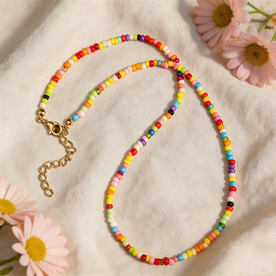 Multicolor Perlen Choker Halskette | Joyful Energy Sommer Boho Festival Schmuck