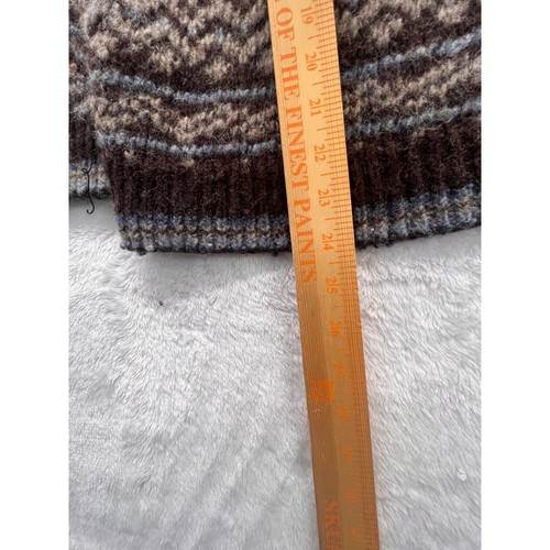 VTG J Crew Wool Fair Isle Sweater Blue Brown Tan Nordic Knit Large vintage cozy - Picture 6 of 7