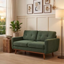 Modern Loveseat 65" 2-Seater Fabric Sofa w/ Solid Wood Legs for Small Space