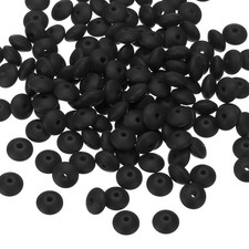 180 Pcs Bulk Silicone Lentil Beads, 12mm Abacus Beads, Black