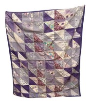 Vintage Purple Handmade Baby Quilt With Cute Character Applique