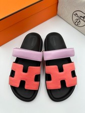 Hermes Chypre Satin Sandals In Rose Feche/Viol- EU 37.5 Brand NEW