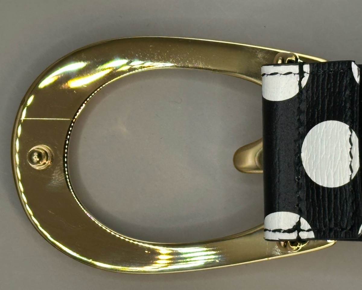 Gucci Polka-dot Leather Belt w/ G Buckle Women display picture 2
