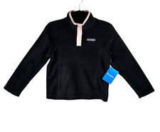 Columbia Youth Girl's Fleece Pull-over Sweater Size 8 S Black/Pink Soft Warm