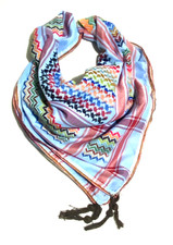 Kuffyeih Palestine Blue Raninbow Scarf, keffyeih Unique Arab face Cover Headwear