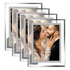 Vienrose 8x10 Picture Frame Set of 4, Clear Glass Photo Frames, Silver Edge