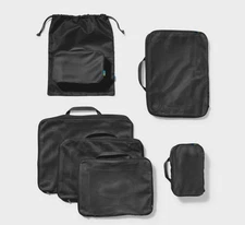 7pc Packing Cube Set with Compression - Open Story Black