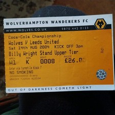 WOLVERHAMPTON WANDERERS v LEEDS UNITED MATCH TICKET 2004/5