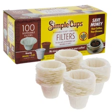 Disposable Paper Coffee Filters 100 count - Compatible with Keurig, K-Cup mac...