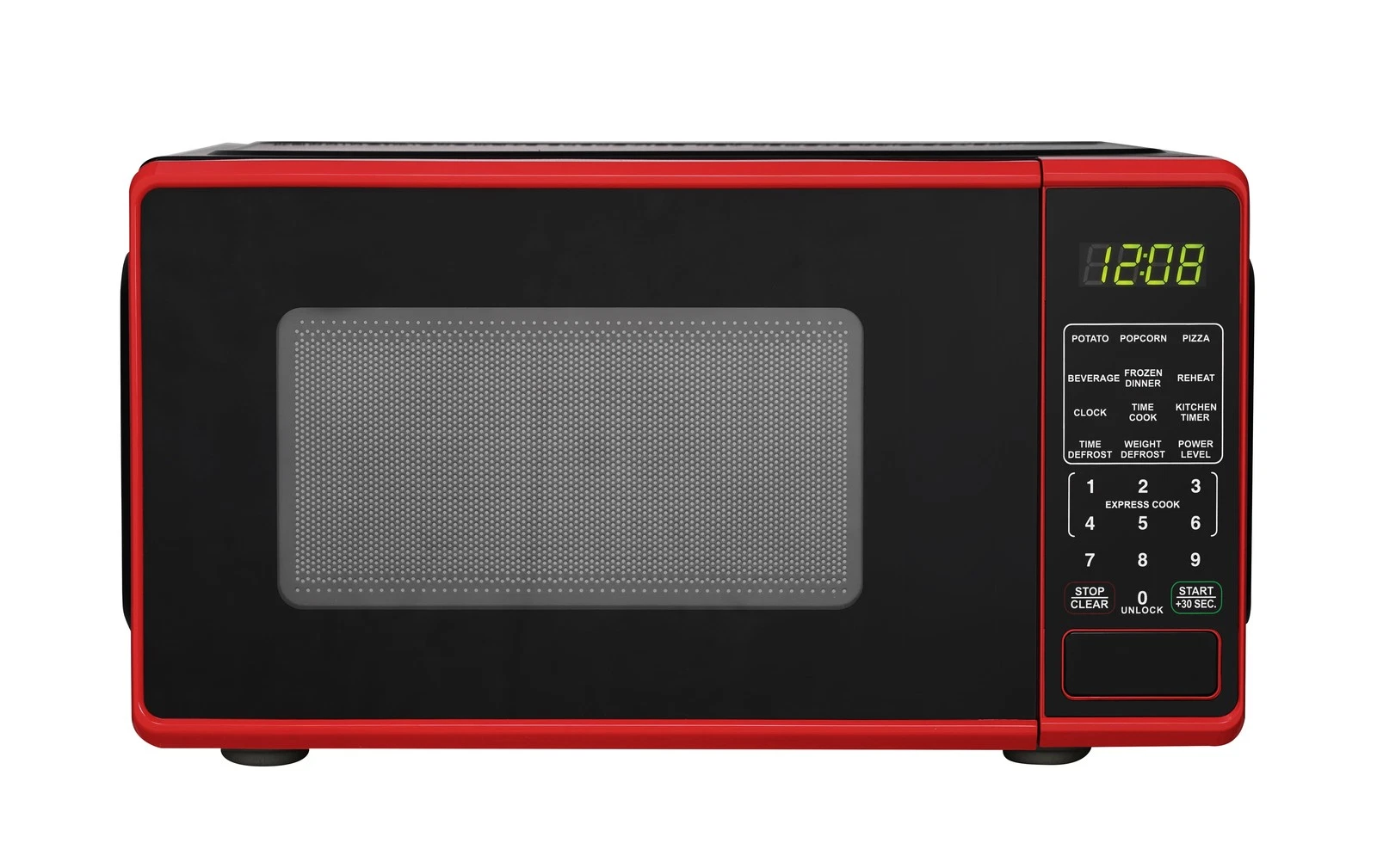 Mainstays Small Microwave Oven Countertop 0.7 Cu.Ft. 700 Watt LED display Red