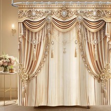 Gold Luxury Shower Curtain, Elegant Funky Champagne Modern European Style Sho...