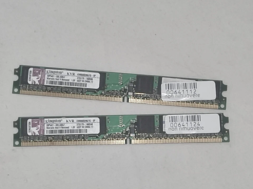 2 Moduli RAM DDR2 1GB KINGSTON KVR800D2N6/1G PC2-6400 800MHz - Immagine 2 di 4
