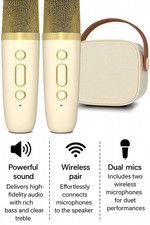"Mini Karaoke Machine with 2 Wireless Microphone, Bluetooth Speaker for Kids and